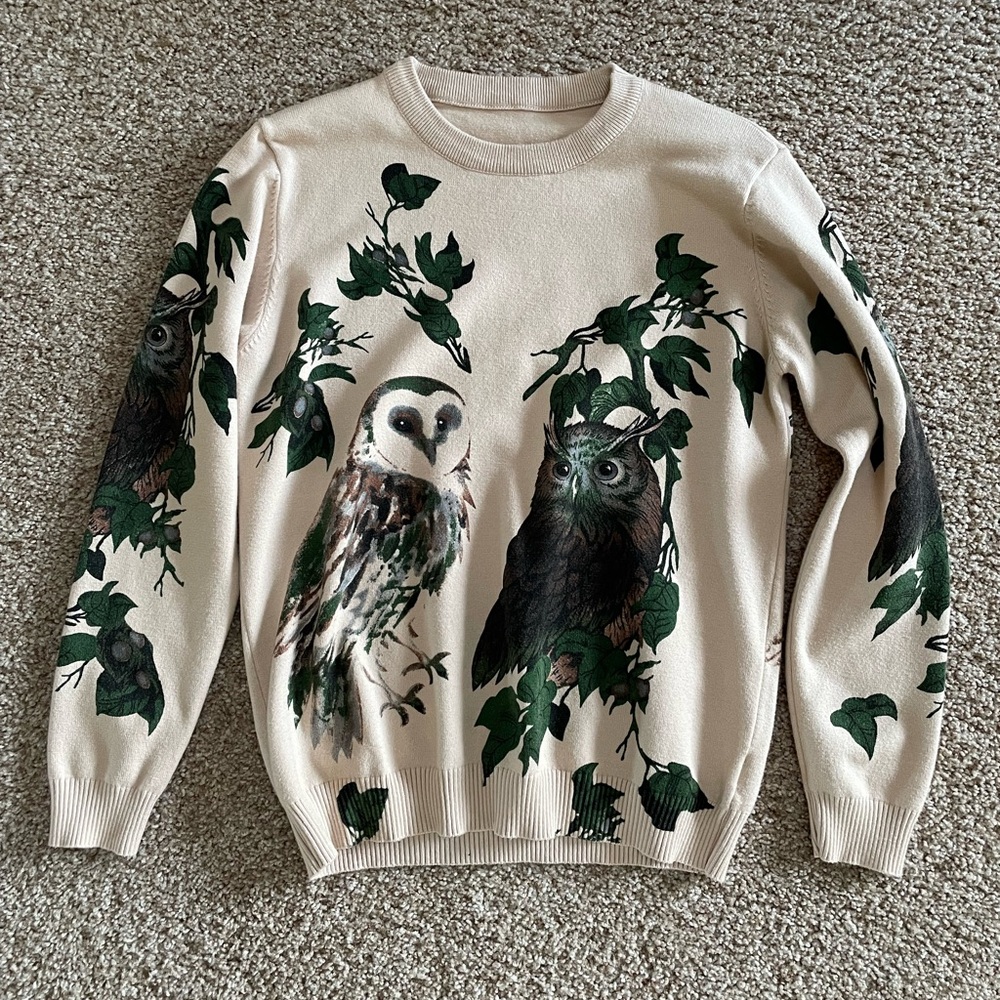 Owl sweater unisex small